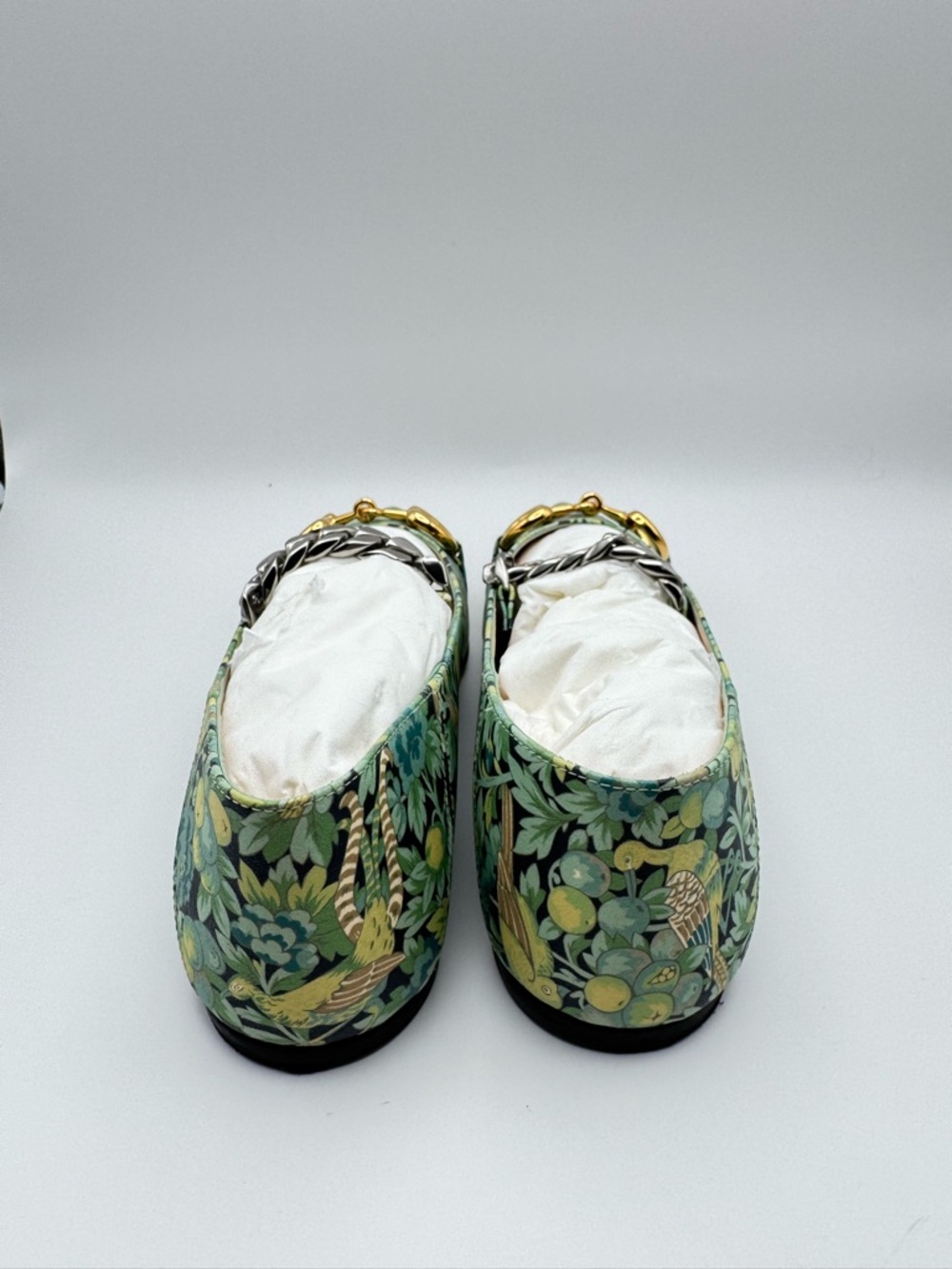 Gucci x Liberty Horsebit Chain Ballet Flats Floral Pointed Toe 36 W Box - Picture 4 of 8